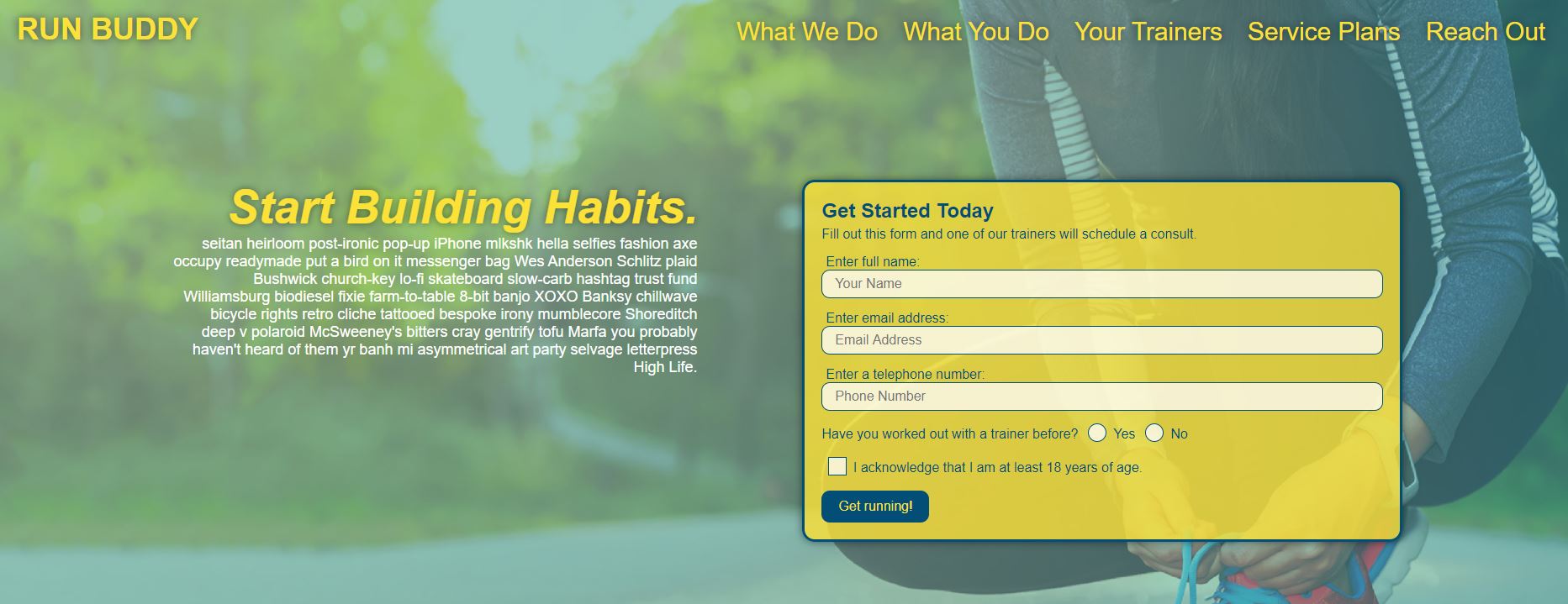 Homepage for Run Buddy